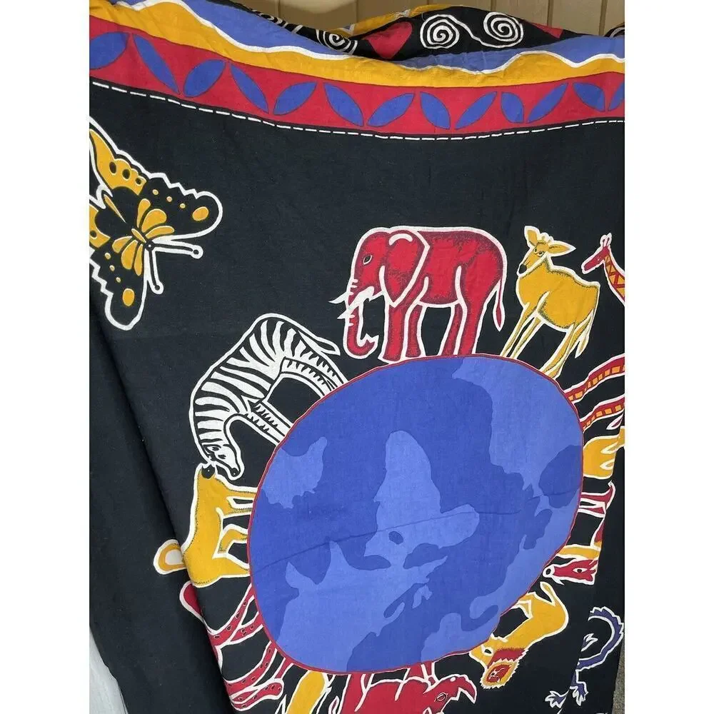 Gypsy Rose Bohemian One World Safari Animals Black Scarf Shawl